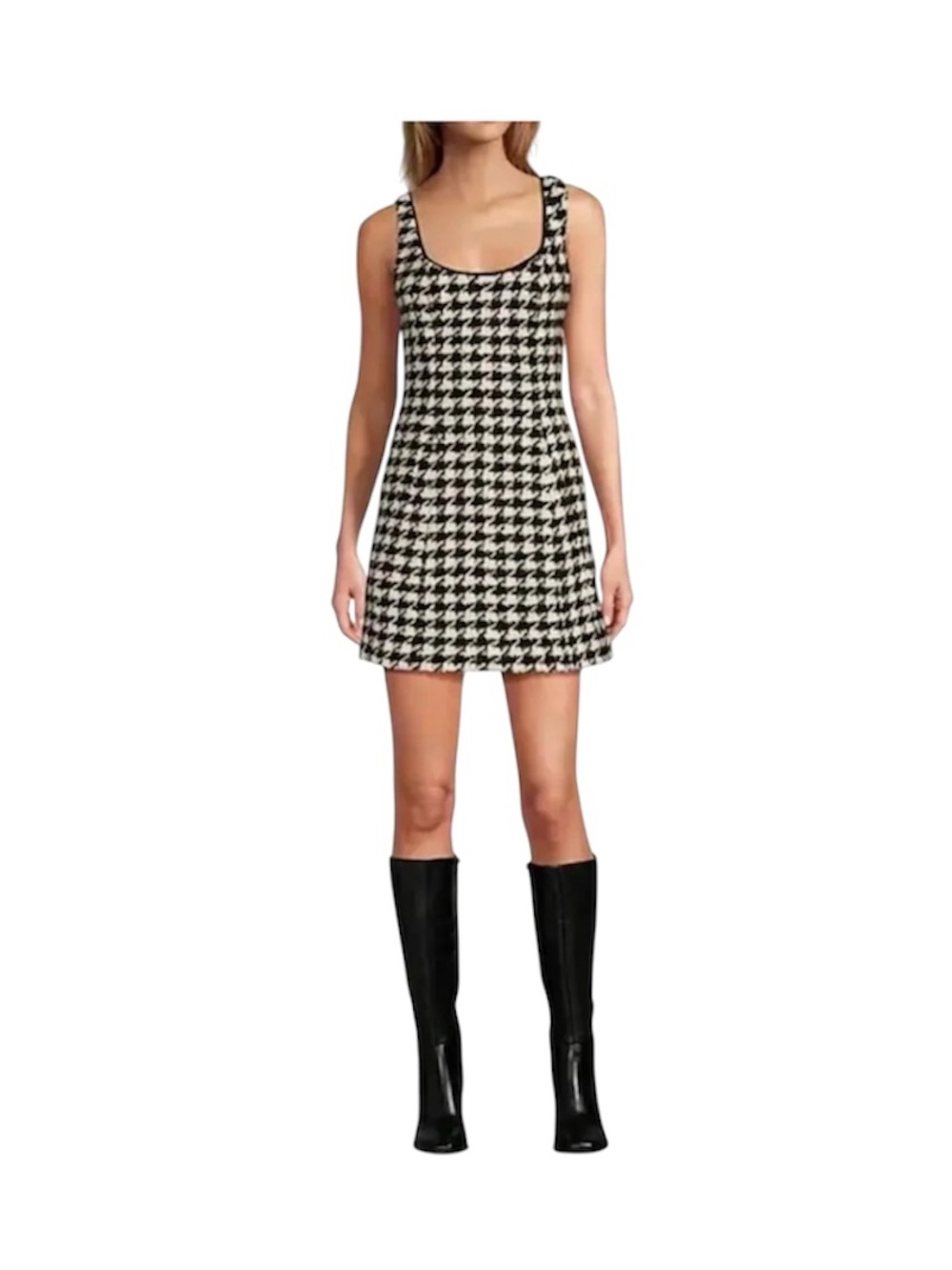 Antonio Melani Macy Wool Blend Houndstooth Square Neck Mini Sheath Dress Size 4